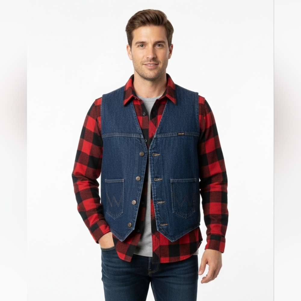 Wrangler Blue Denim Vest Men’s Size Large